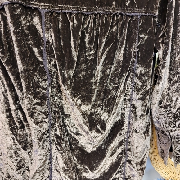 FREE PEOPLE ✨️ NWOT Button Down Brown Velour - Picture 9 of 10